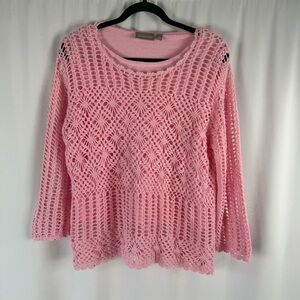 Croft & Barrow Pink Crochet Sweater